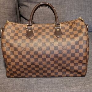 Louis Vuitton Speedy 35 Damier Ebene Brown Canvas Satchel Bag
